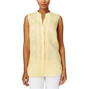 Charter club yellow 100% linen sleeveless womens top size Medium